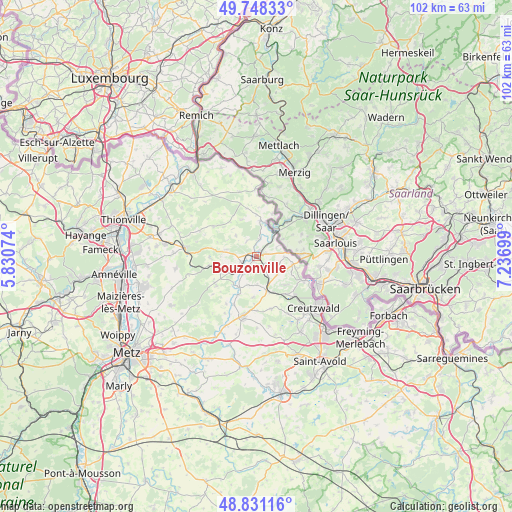 Bouzonville on map