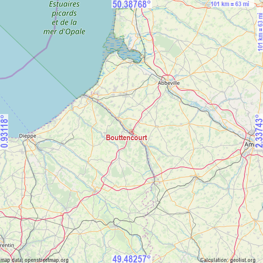 Bouttencourt on map