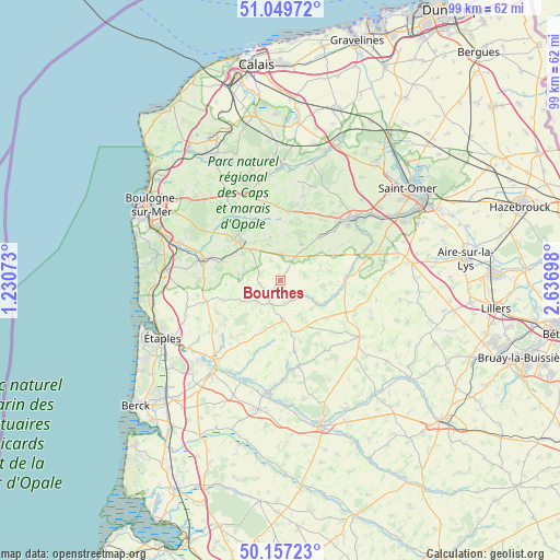 Bourthes on map