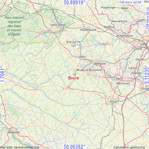 Bours on map