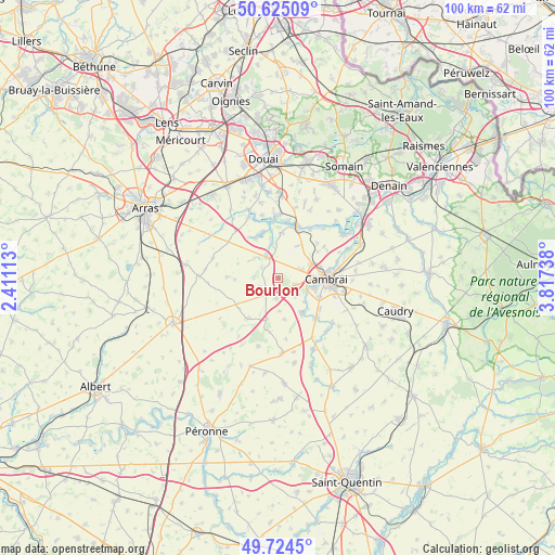 Bourlon on map