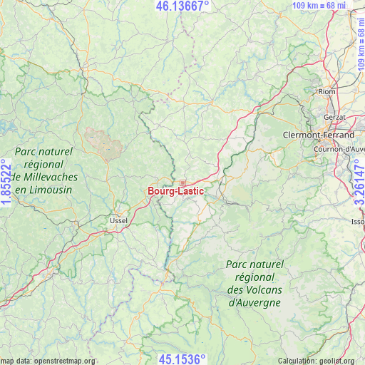 Bourg-Lastic on map