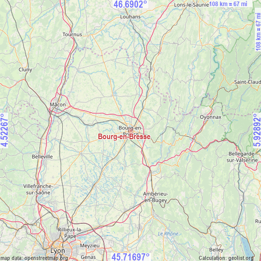 Bourg-en-Bresse on map