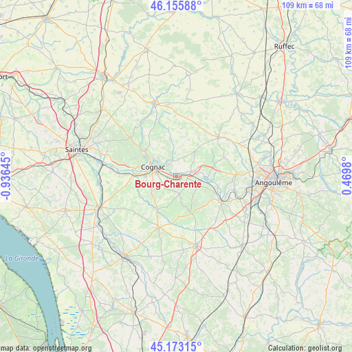 Bourg-Charente on map