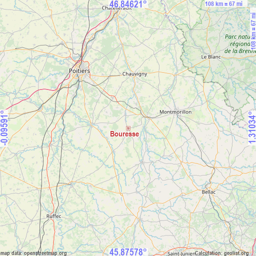 Bouresse on map