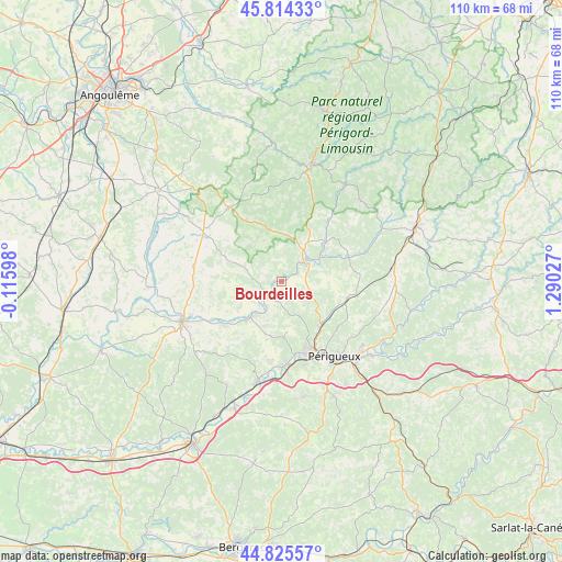 Bourdeilles on map