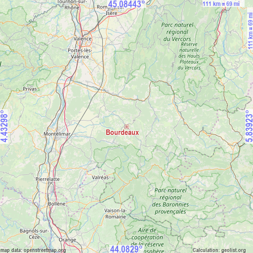 Bourdeaux on map