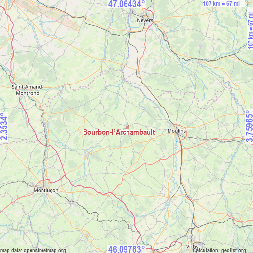 Bourbon-l’Archambault on map