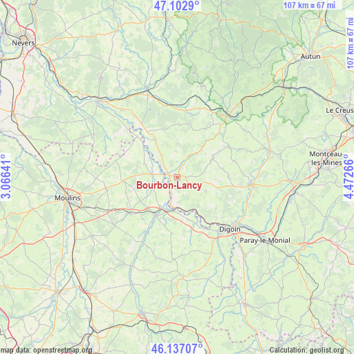 Bourbon-Lancy on map