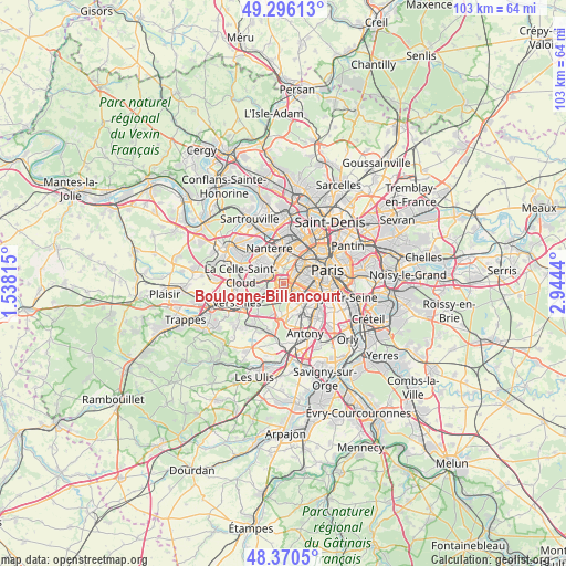 Boulogne-Billancourt on map