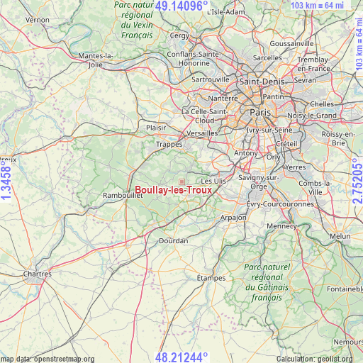 Boullay-les-Troux on map