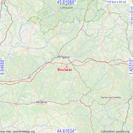 Boulazac on map