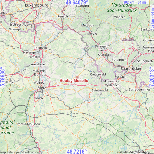 Boulay-Moselle on map