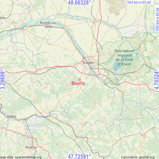 Bouilly on map