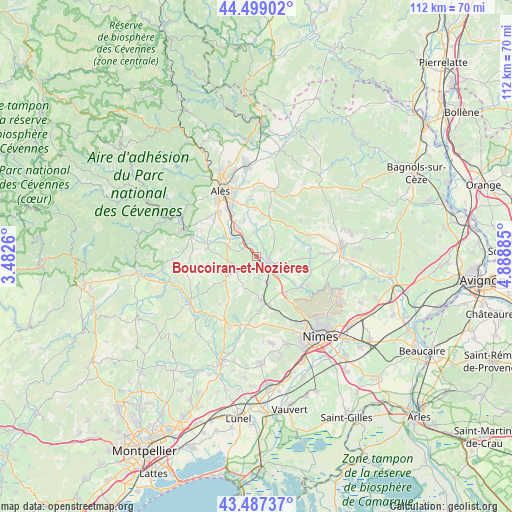 Boucoiran-et-Nozières on map