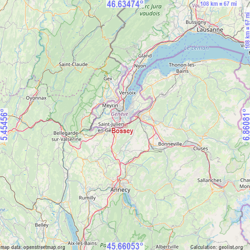 Bossey on map