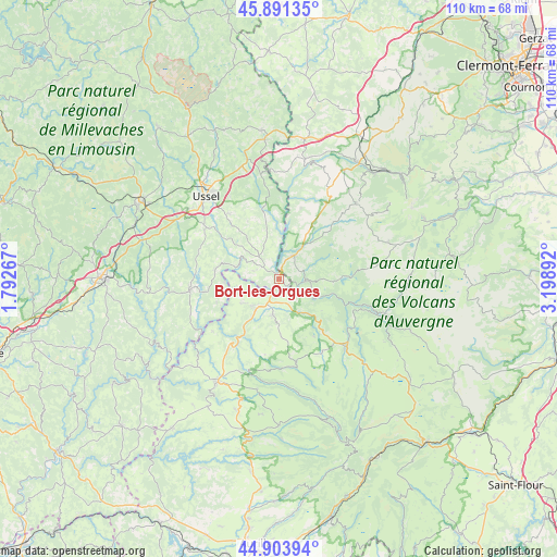 Bort-les-Orgues on map