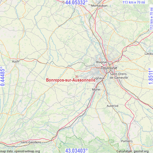 Bonrepos-sur-Aussonnelle on map