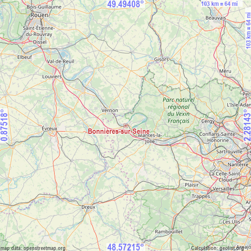 Bonnières-sur-Seine on map