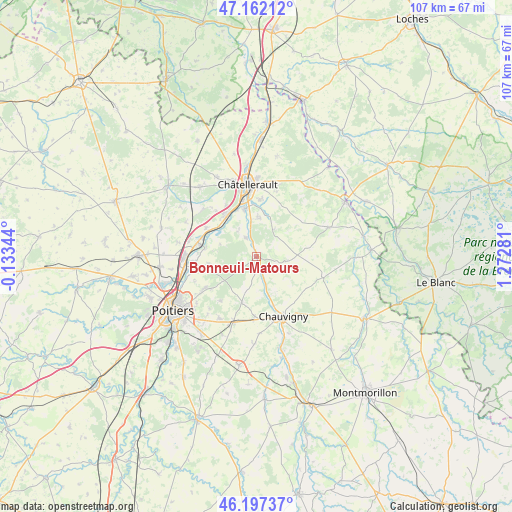 Bonneuil-Matours on map
