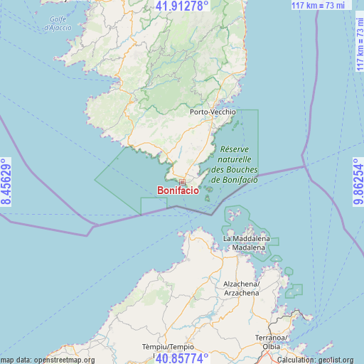 Bonifacio on map