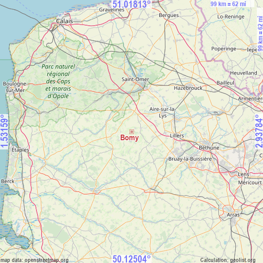 Bomy on map