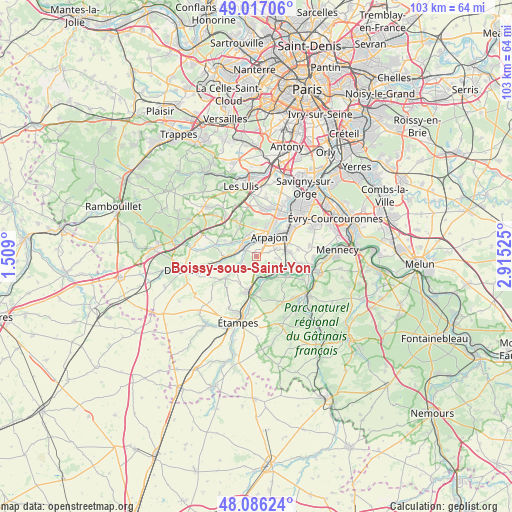 Boissy-sous-Saint-Yon on map