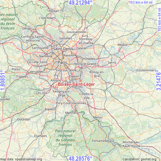 Boissy-Saint-Léger on map