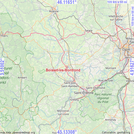 Boisset-lès-Montrond on map