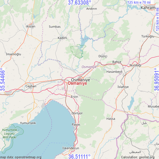 Osmaniye on map