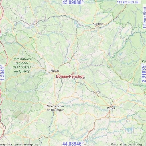 Boisse-Penchot on map