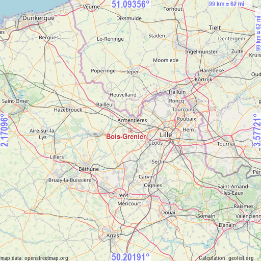 Bois-Grenier on map