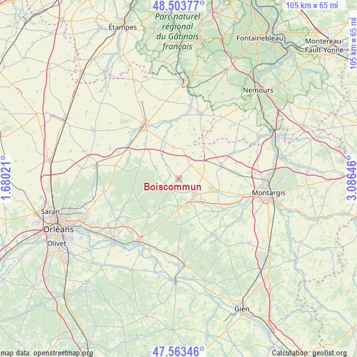 Boiscommun on map