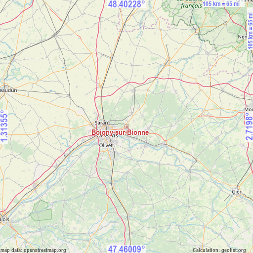Boigny-sur-Bionne on map