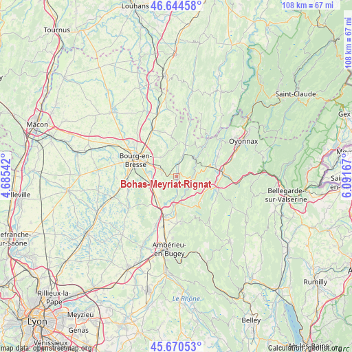 Bohas-Meyriat-Rignat on map