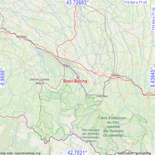Boeil-Bezing on map