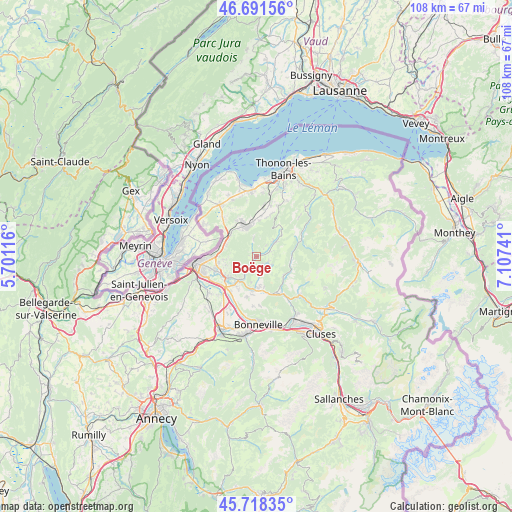 Boëge on map