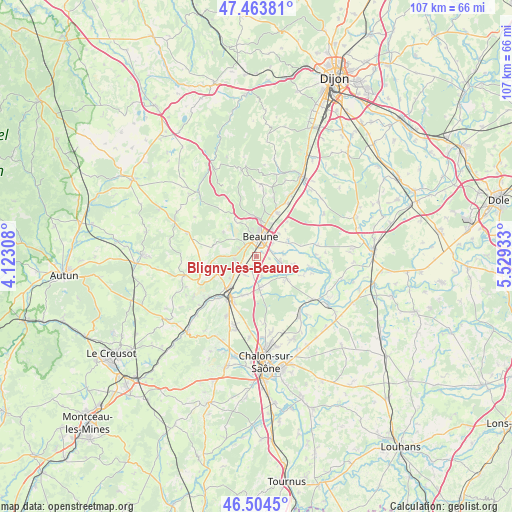 Bligny-lès-Beaune on map