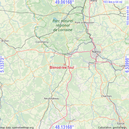 Blénod-lès-Toul on map