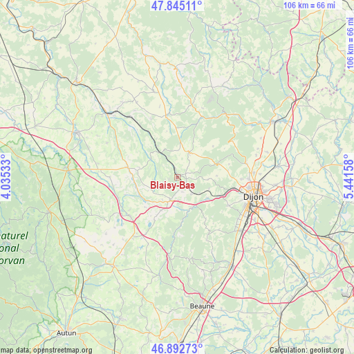 Blaisy-Bas on map