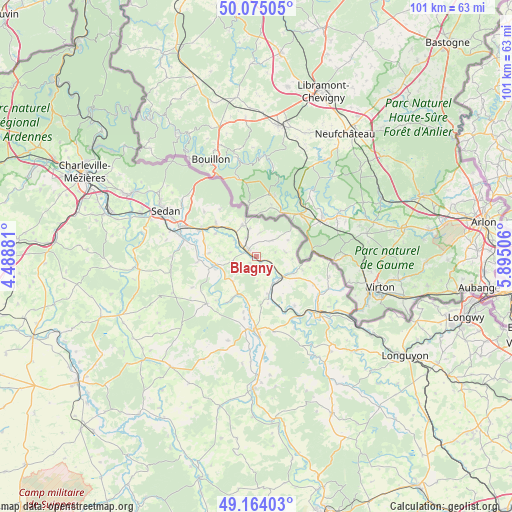 Blagny on map