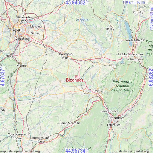 Bizonnes on map