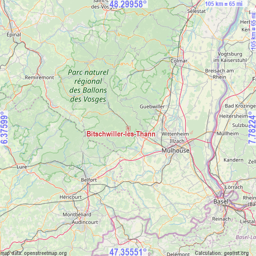 Bitschwiller-lès-Thann on map