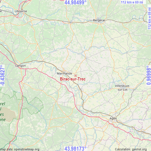 Birac-sur-Trec on map