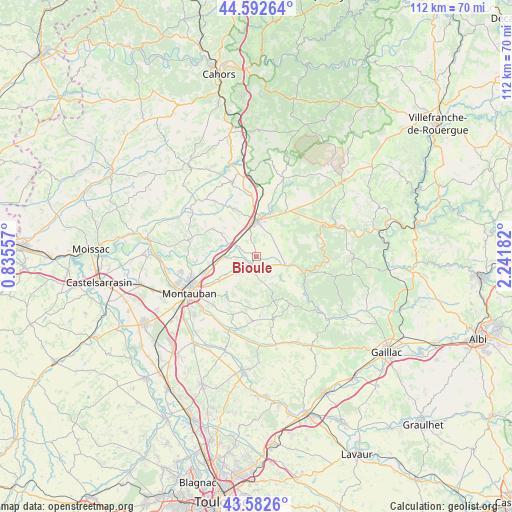 Bioule on map