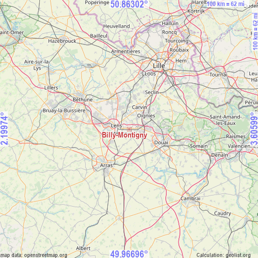 Billy-Montigny on map