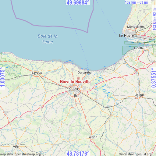 Biéville-Beuville on map