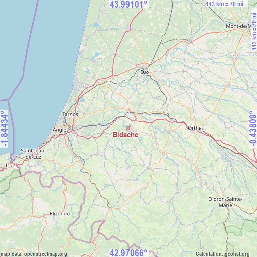 Bidache on map