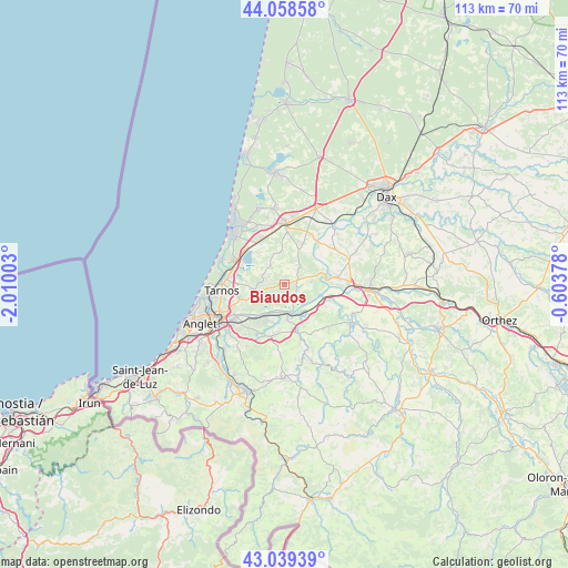 Biaudos on map