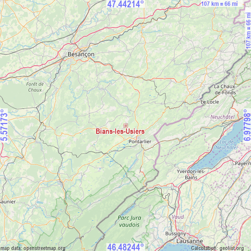 Bians-les-Usiers on map